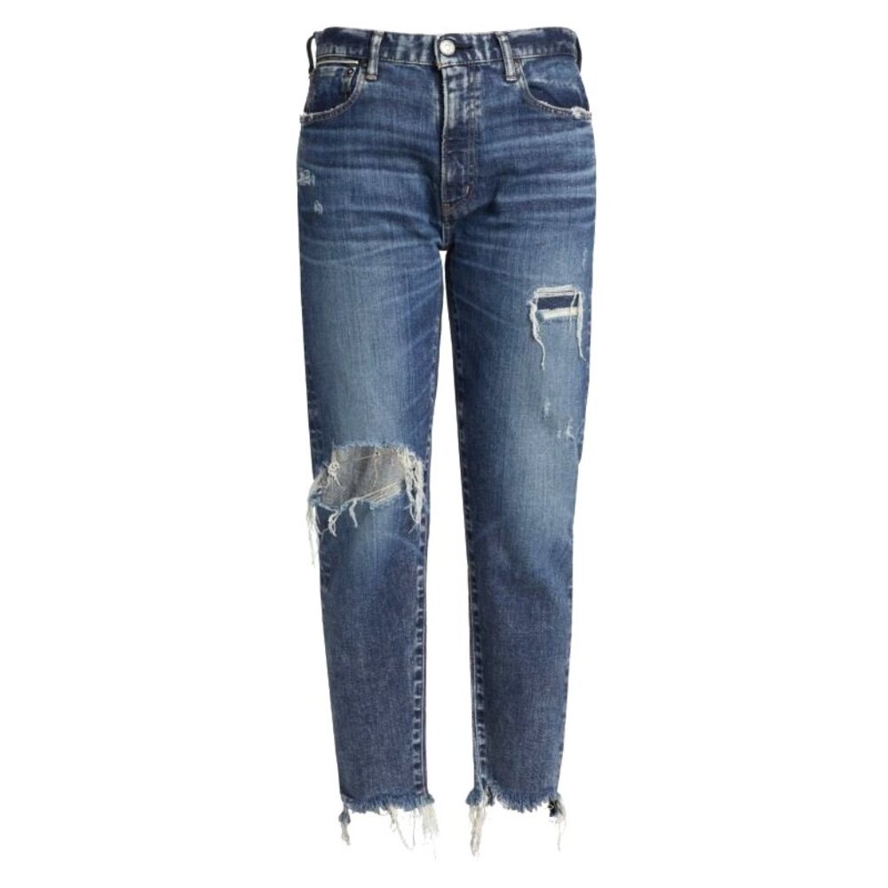 NWT Moussy Vintage Adrian Friend in Blue Destroyed Boyfriend Jeans 30 $370